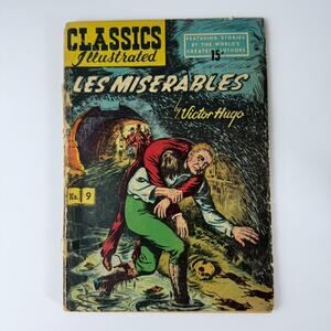 VINTAGE CLASSIC ILLUSTRATED COMICS #9‎ LES MISERABLES 1942 ED 15¢ COVER GOOD/VG